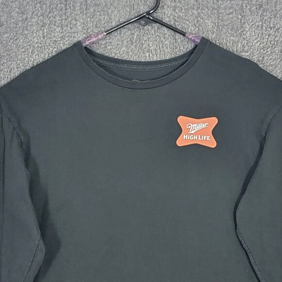 Miller High Life Beer T-Shirt Mens Large Black Long Sleeve Crew Neck - Picture 4 of 9